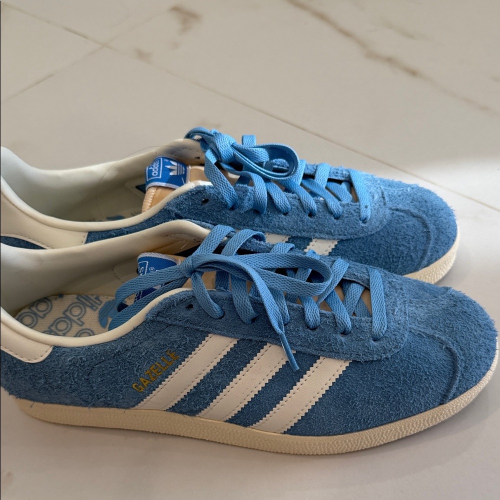 Adidas Gazelle Blue and White Shoes